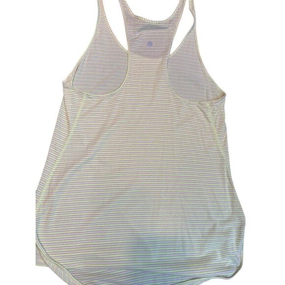 Lululemon Womens yellow Striped Racerback Tank Top sz 10 - Picture 4 of 8